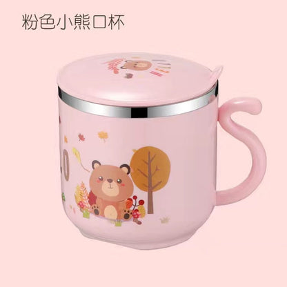 Factory Direct Sales 304 Stainless Steel Water Cup with Straw Yellow Duck Kidsren's Cup Kindergarten Mouth Cup Handy Cup Gift