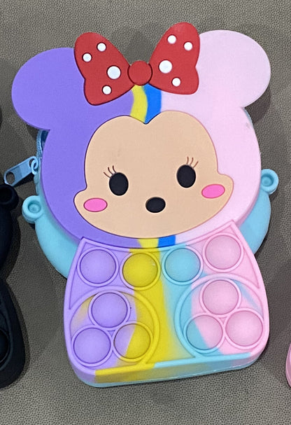 Novel Creative Cartoon Silicone Pouch Kids Crossbody Sling Bag Cute Bear Coin Purse &amp; Small Storage Bag