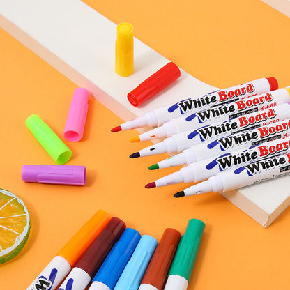 Trending Creative Floating Pen 12-Color Erasable, Washable Whiteboard Markers — Water-Based Markers for Students, Teaching & Office (Wholesale)
