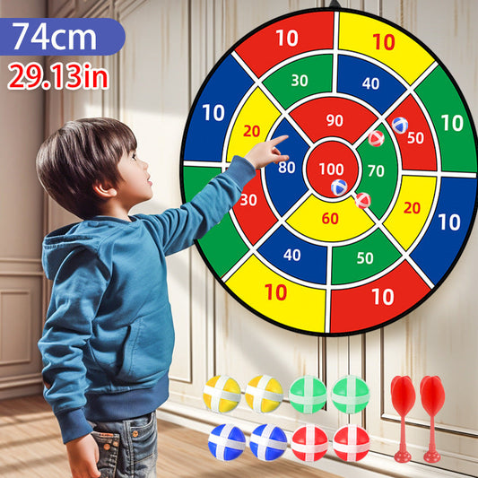 74cm Large Target Dartboard Set: Foldable Toss & Sticky Ball Game for Kids—Indoor & Outdoor