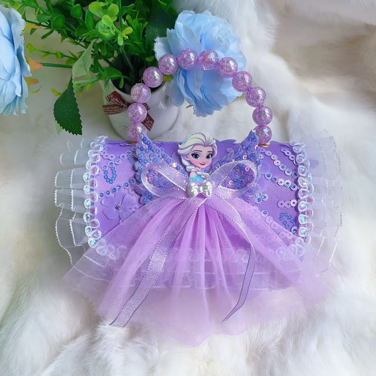 New Kids Handbag for Girls with Bow &amp; Pearl, Fashionable Princess Shoulder Crossbody Mini Purse for Coins