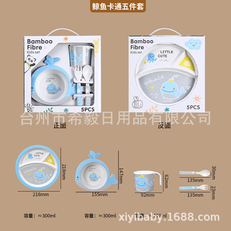 Customized Bamboo Fiber Tableware Set, Plates, Bowls, Cups, Forks and Spoons, Customized Gift Box Packaging. if You Take a Photo of This Link, No Refund Will Be Made by Default