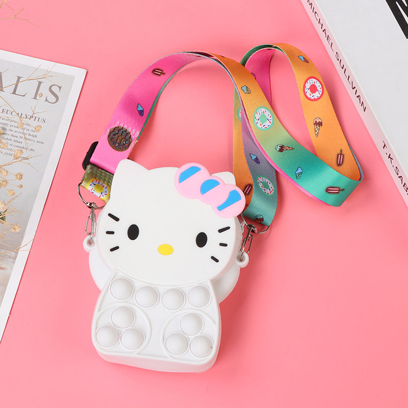 Novel Creative Cartoon Silicone Pouch Kids Crossbody Sling Bag Cute Bear Coin Purse &amp; Small Storage Bag