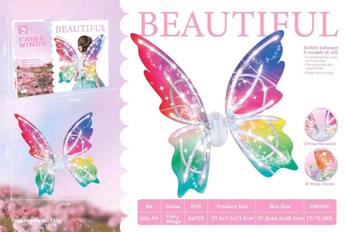 Elf Luminous Wings Electric Fully Automatic Light-Up Moving Butterfly Back Decoration Prop with Lights Children's Girls' Toy