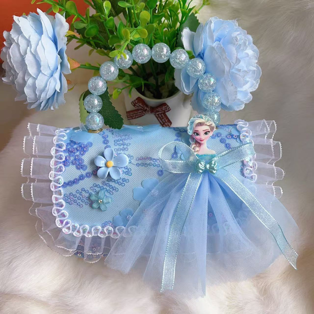 New Kids Handbag for Girls with Bow &amp; Pearl, Fashionable Princess Shoulder Crossbody Mini Purse for Coins