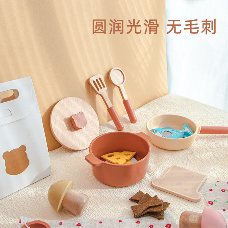 Kids Pretend Play Tea Set Dessert Cake Coffee BBQ Kitchen Fruits Wooden Educational Toys
