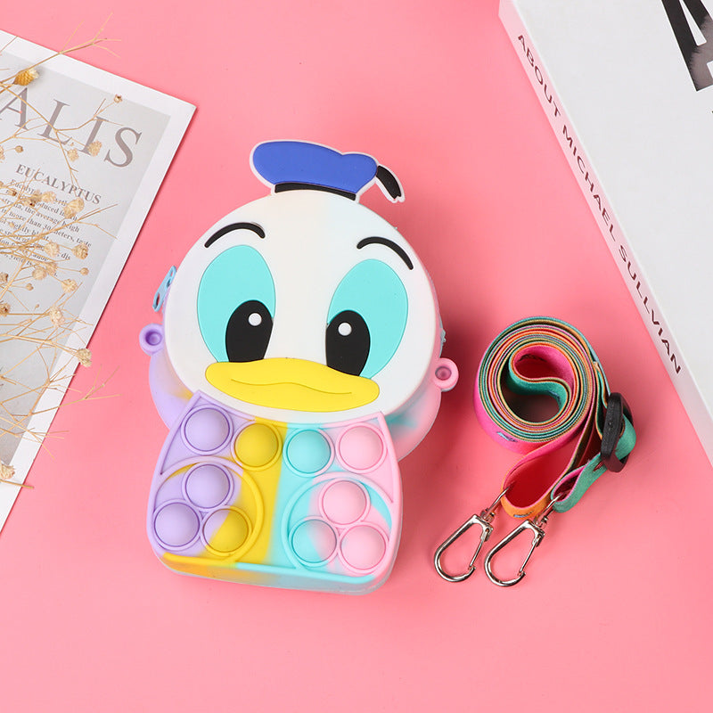 Novel Creative Cartoon Silicone Pouch Kids Crossbody Sling Bag Cute Bear Coin Purse &amp; Small Storage Bag