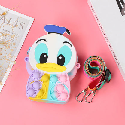 Novel Creative Cartoon Silicone Pouch Kids Crossbody Sling Bag Cute Bear Coin Purse &amp; Small Storage Bag