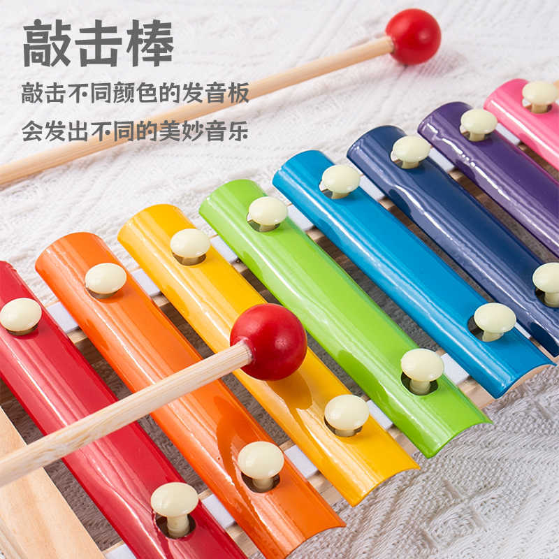 8-Note Hand-Strike Xylophone Wooden Percussion Music Toy for Kids Baby Music Instrument
