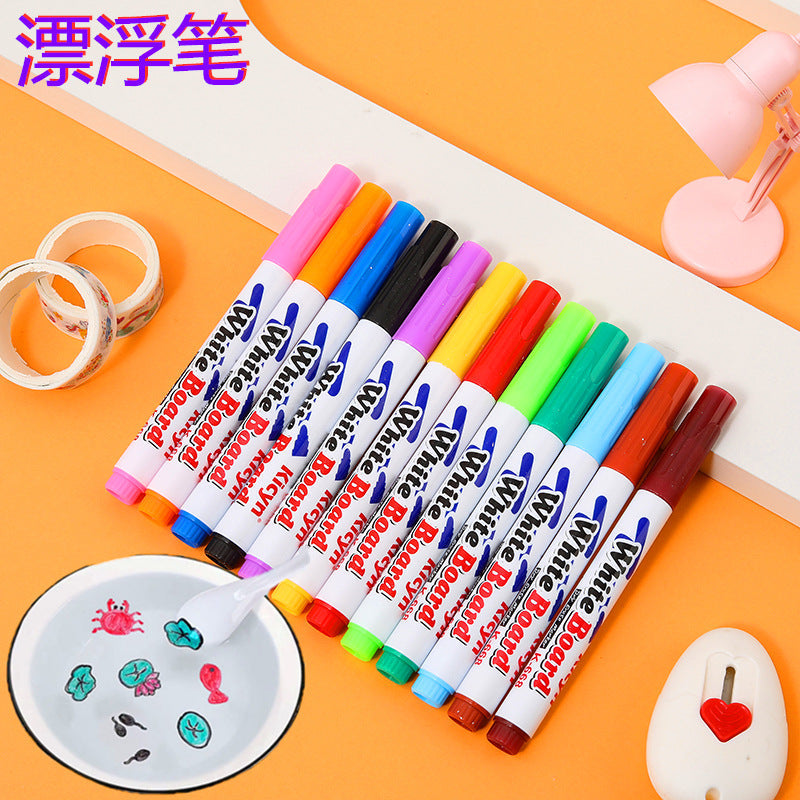 Trending Creative Floating Pen 12-Color Erasable, Washable Whiteboard Markers — Water-Based Markers for Students, Teaching & Office (Wholesale)