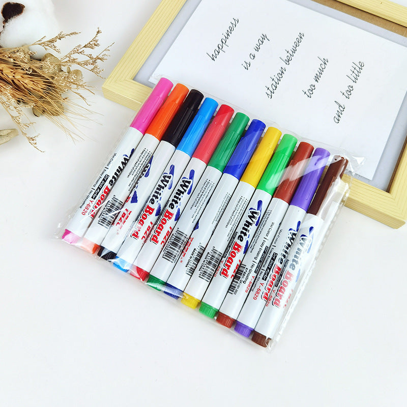 Trending Creative Floating Pen 12-Color Erasable, Washable Whiteboard Markers — Water-Based Markers for Students, Teaching & Office (Wholesale)