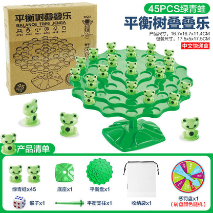 Cross-Border Frog Balance Tree Educational Table Game for Kids—Space Balance Tree Stacking Tower &amp; Balance Fun, 2-Player Interactive Battle Game Toy
