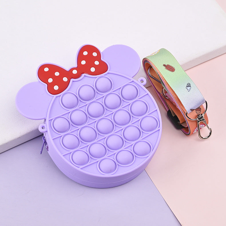 Novel Creative Cartoon Silicone Pouch Kids Crossbody Sling Bag Cute Bear Coin Purse &amp; Small Storage Bag