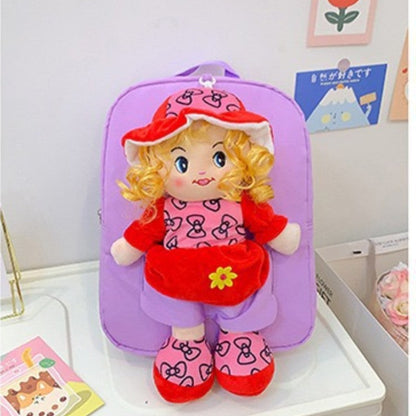 Cross-Border Cartoon Doll Backpack for Kids, Cute Baby Doll Double Shoulder Bag, Kindergarten School Bag