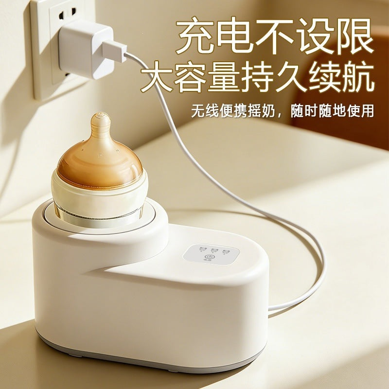 Milk Shaker and Milk Maker 2-in-1 Wireless Charging Portable Insulated Milk Warmer and Frother Machine for Mothers and Babies