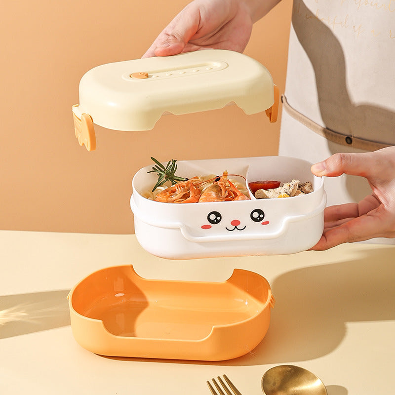 Portable food grade PP2 compartment children's lunch box can be microwave sealed fresh-keeping plastic compartment lunch box for students