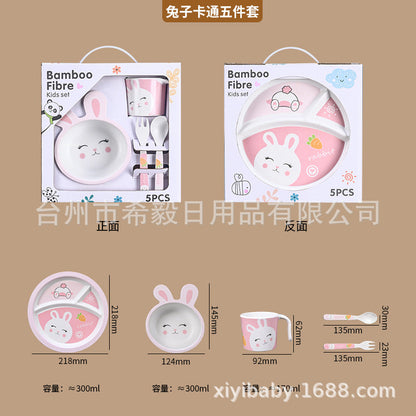 Customized Bamboo Fiber Tableware Set, Plates, Bowls, Cups, Forks and Spoons, Customized Gift Box Packaging. if You Take a Photo of This Link, No Refund Will Be Made by Default