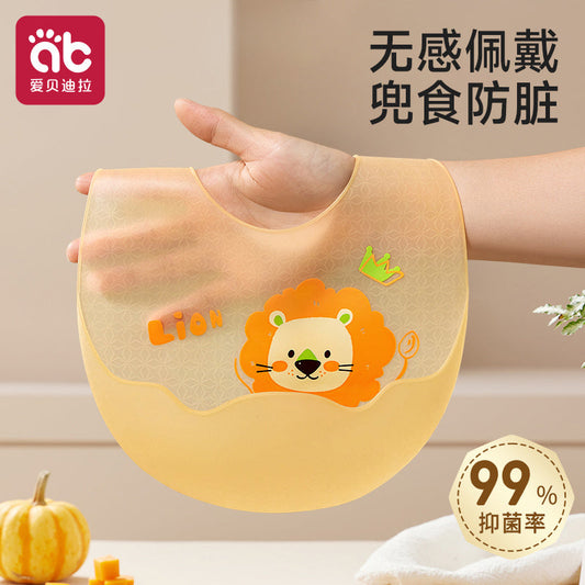 Baby Feeding Bib Silicone Bib Waterproof Children's Bib Anti-Dirt No-Wash Essential Imported From China