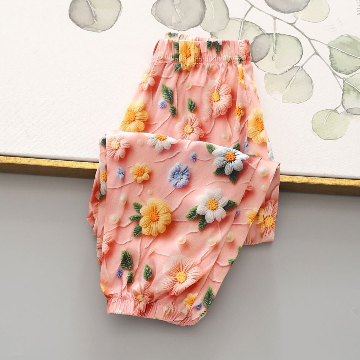 Girls' Pants Summer Thin Floral New Arrival Anti-mosquito Pants for Small and Medium-sized Children Girls' Summer Outer Wear Pants 2-9y size imported from china