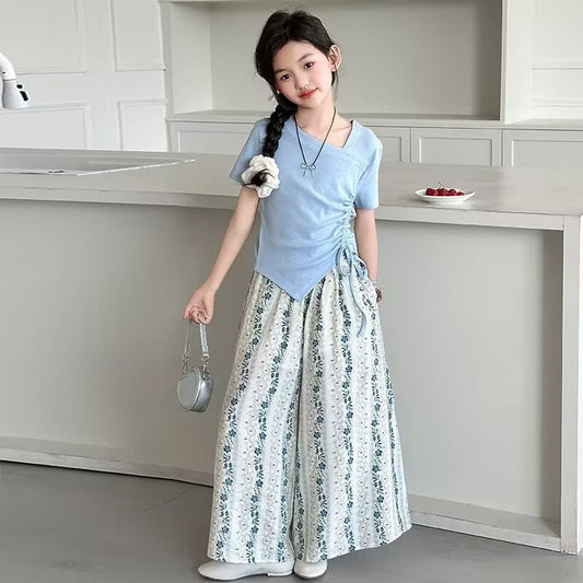 Summer girls collection purple tops+skirt for 5-13 years imported from china