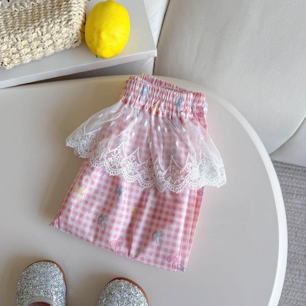 Girls' Summer Pants, Kidsren's Loose, Lightweight, Breathable, Lace Anti-Mosquito Pants, Baby Girl's Thin Casual Pants 2-8Y Imported From China